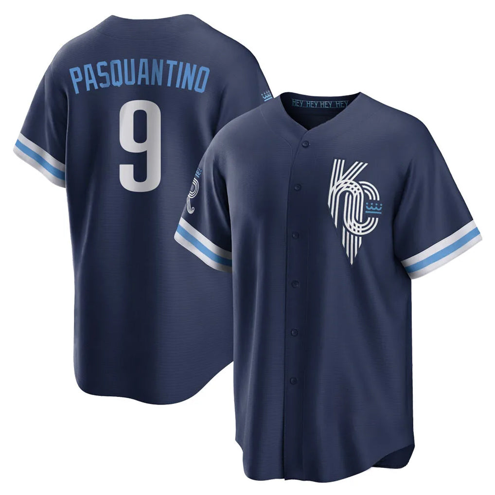 KC.Royals #9 Vinnie Pasquantino Player Navy City Connect Home Game Hdoa Stitched Jerseys