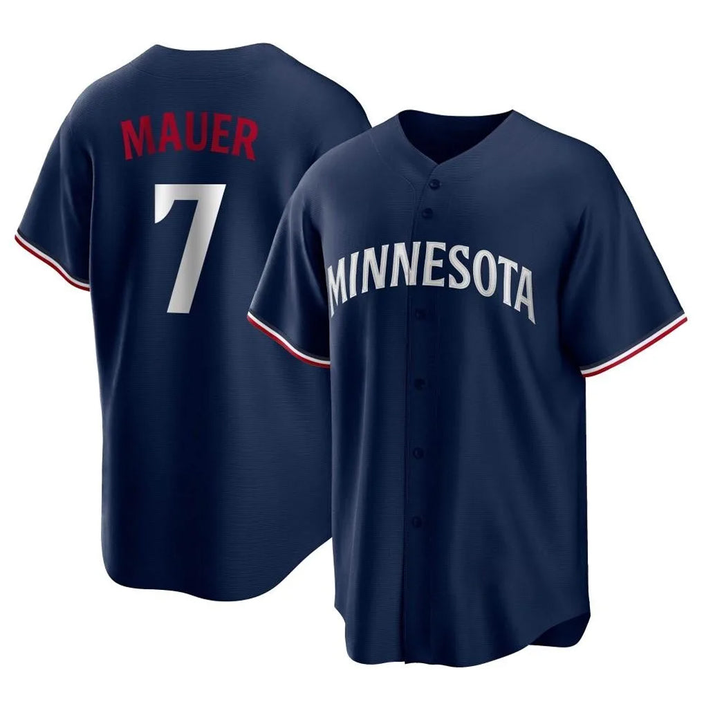 M.Twins #7 Joe Mauer Player Navy Replica Alternate Home Hdoa Stitched Jerseys