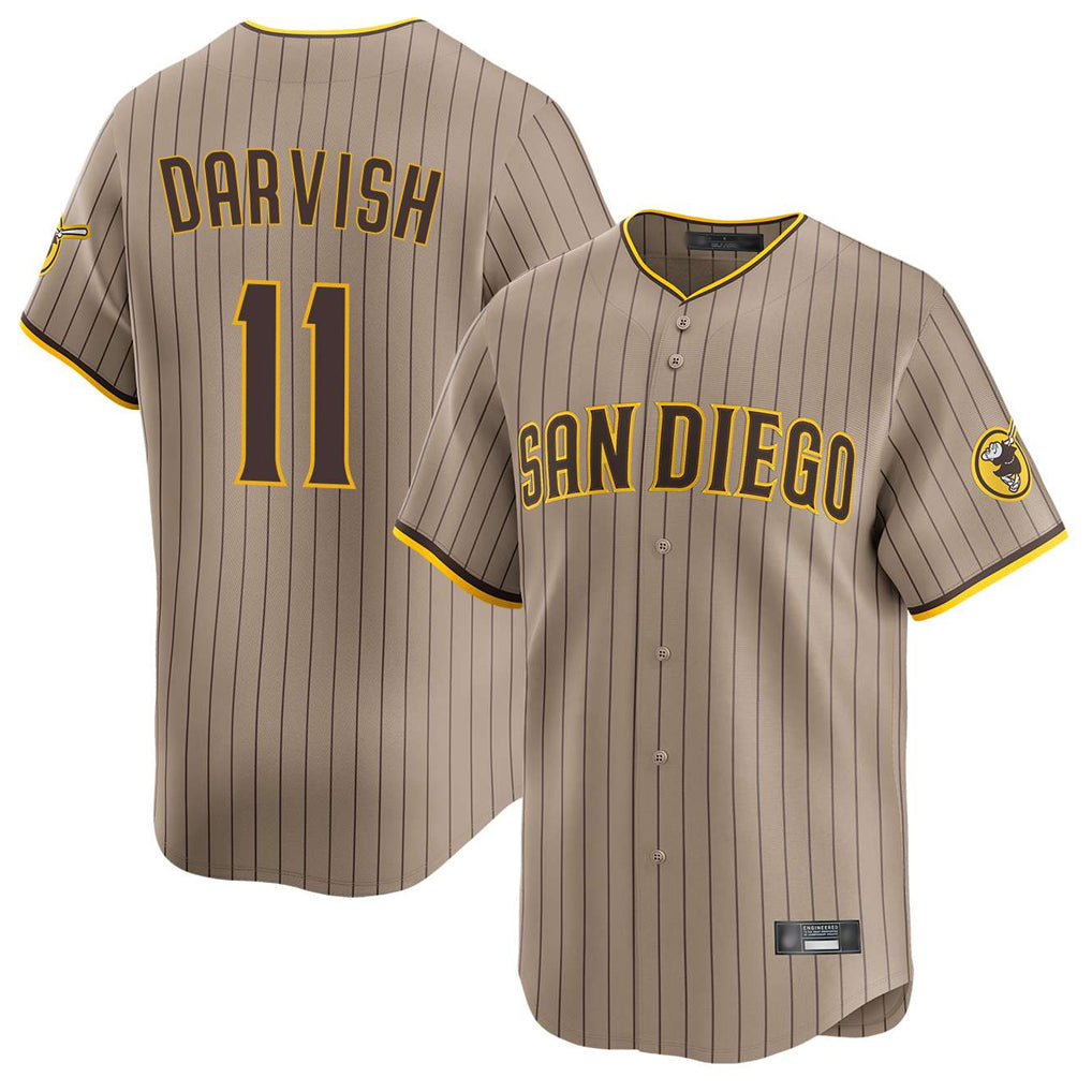 S.Diego Padres #11 Yu Darvish Player Khaki Home Limited Hdoa Stitched Jerseys