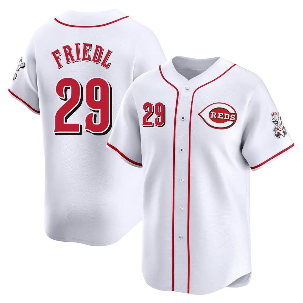 C.Reds #29 TJ Friedl Player White Home Limited Hdoa Stitched Jerseys