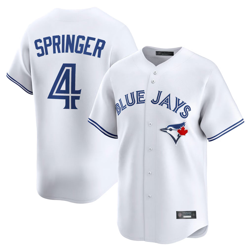 T.Blue Jays #4 George Springer Player White Home Limited Hdoa Stitched Jerseys