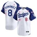 LA.Dodgers #8 Enrique Hern¨¢ndez Player White-Royal Tokyo Series Vapor Premier Limited Hdoa Stitched Jerseys
