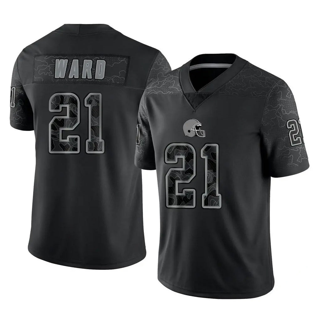 C.Browns #21 Denzel Ward Player Black Reflective Home Game Hdoa Stitched Jerseys