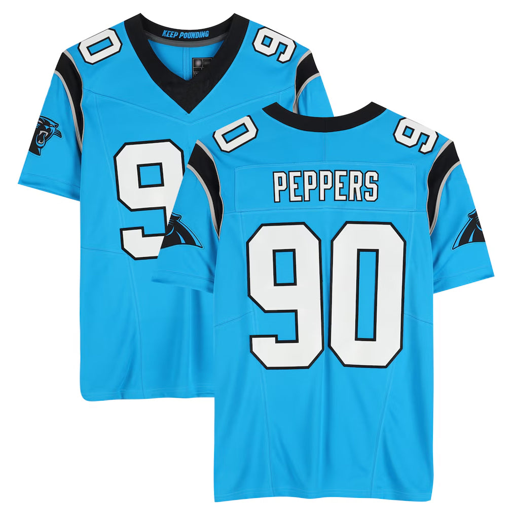 C.Panthers #90 Julius Peppers Player Blue Mitchell & Ness Legacy Replica Hdoa Stitched Jerseys