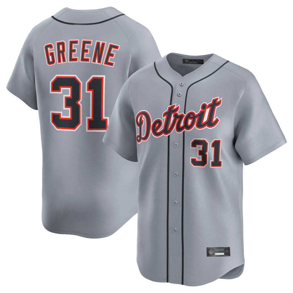 D.Tigers #31 Riley Greene Player Gray Home Limited Hdoa Stitched Jerseys
