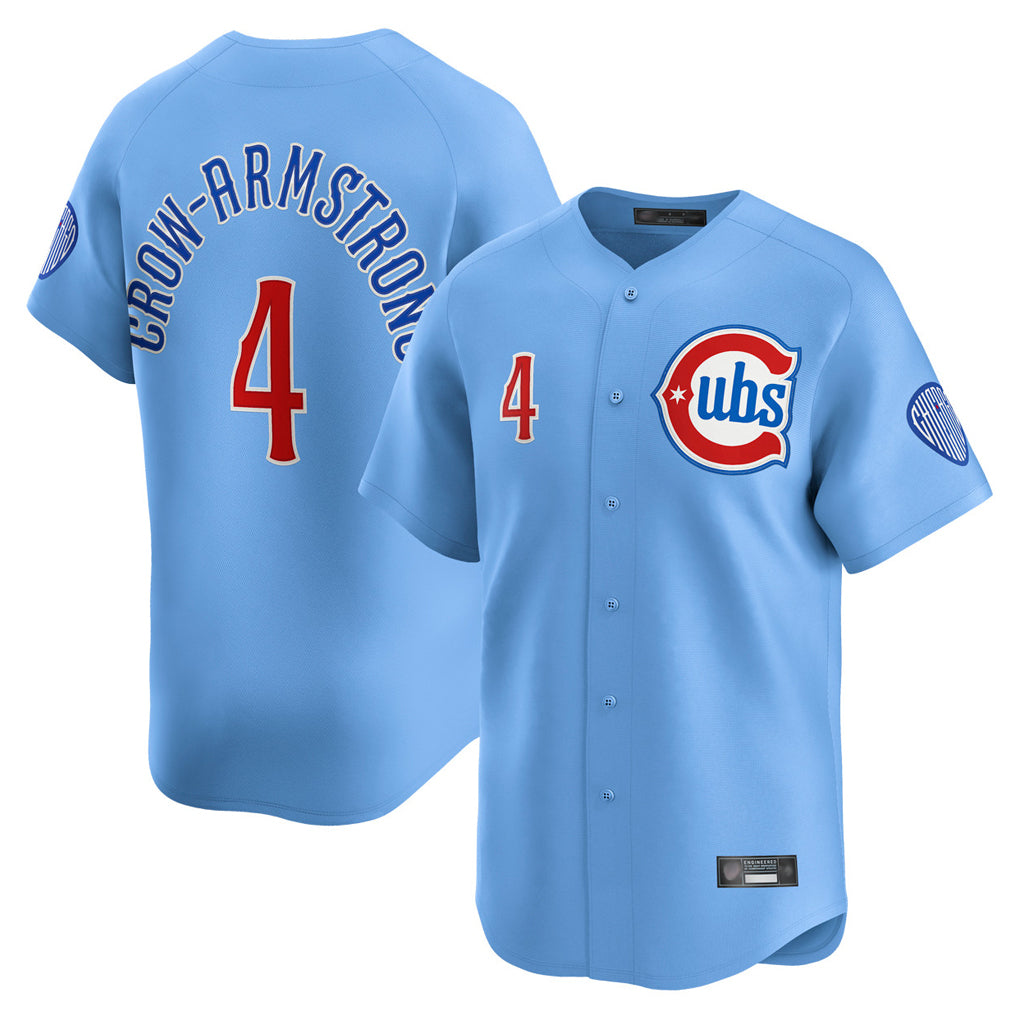 C.Cubs #4 Pete Crow-Armstrong Player Light Blue Limited Home Hdoa Stitched Jerseys
