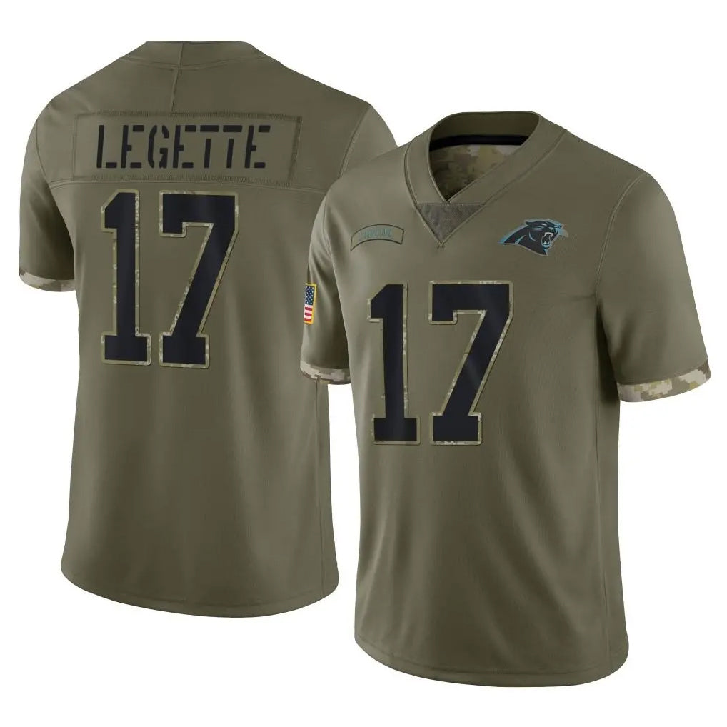 C.Panthers #17 Xavier Legette Player Olive Salute to Service Game Hdoa Stitched Jerseys