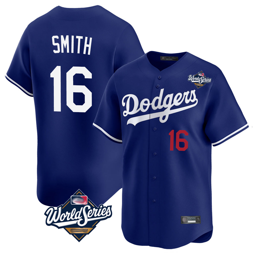 LA.Dodgers #16 Will Smith Player Royal World Series Limited Home Hdoa Stitched Jerseys