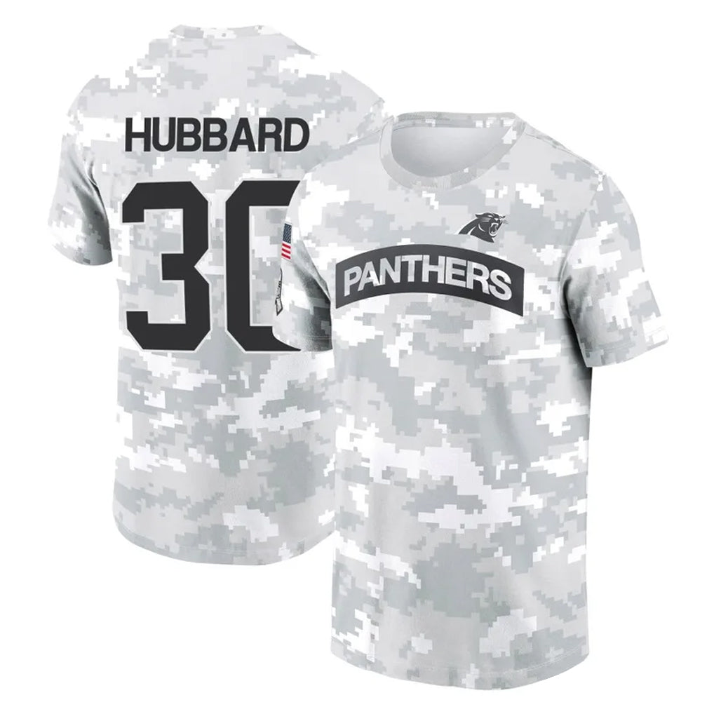 C.Panthers #30 Chuba Hubbard Player Arctic Camo Salute to Service T-Shirt Hoodies Hdoa Stitched Jerseys