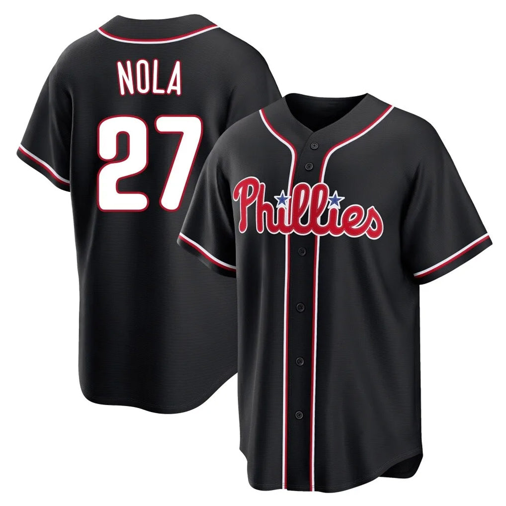 P.Phillies #27 Aaron Nola Player Black Fashion Out Home Game Hdoa Stitched Jerseys