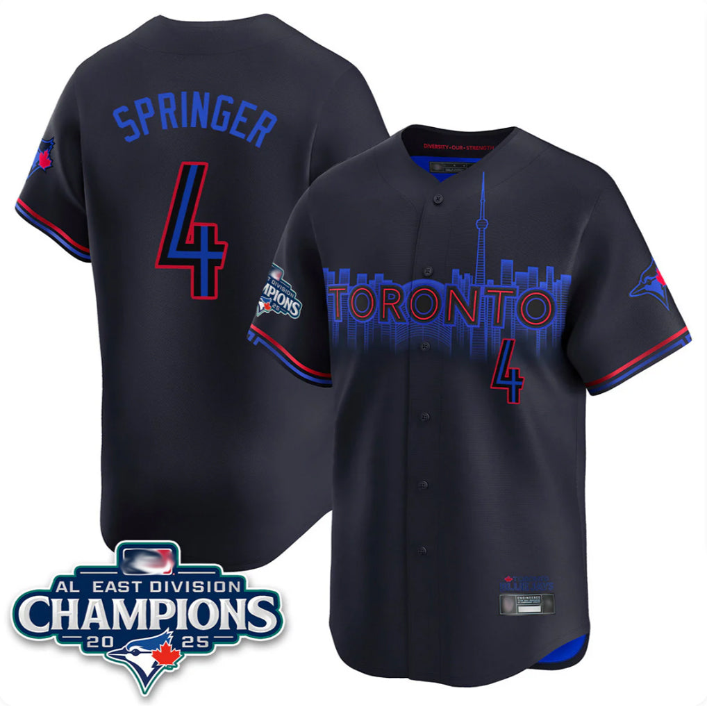 T.Blue Jays #4 George Springer Player Black AL East Division City Connect Limited Hdoa Stitched Jerseys