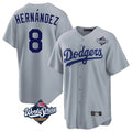 LA.Dodgers #8 Enrique Hern¨¢ndez Player Gray World Series Game Hdoa Stitched Jerseys