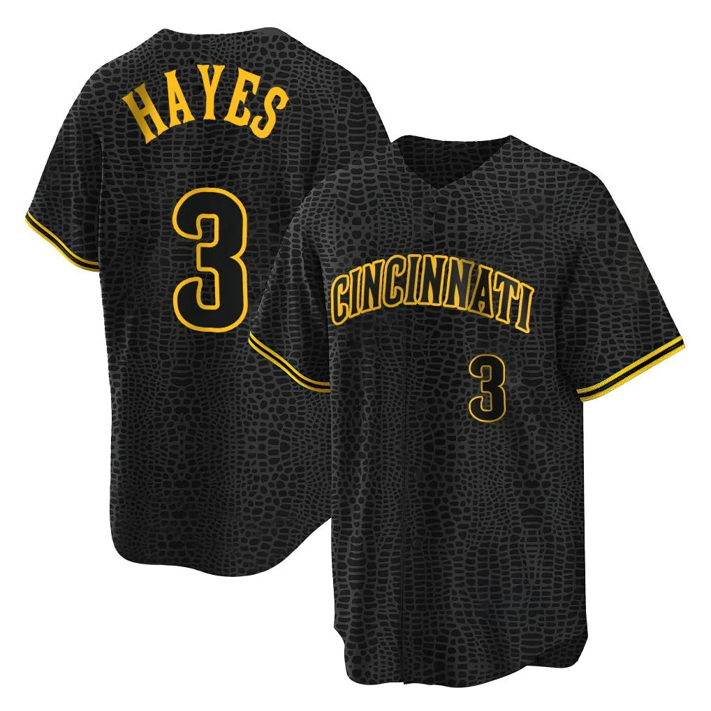 C.Reds #3 Ke'Bryan Hayes Player Black Snake Skin City Home Hdoa Stitched Jerseys