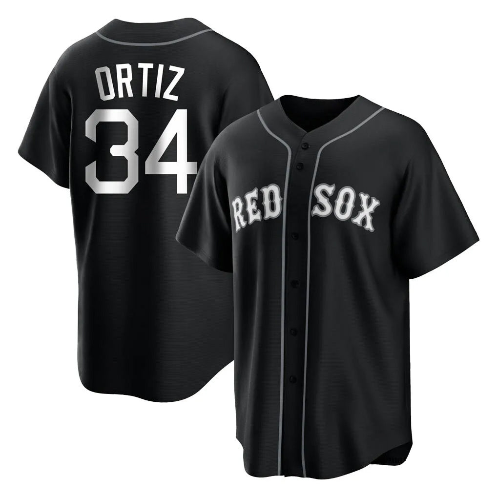 B.Red Sox #34 David Ortiz Player Black Home Game Hdoa Stitched Jerseys