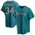 S.Mariners #34 Felix Hernandez Player Teal Home Game Hdoa Stitched Jerseys