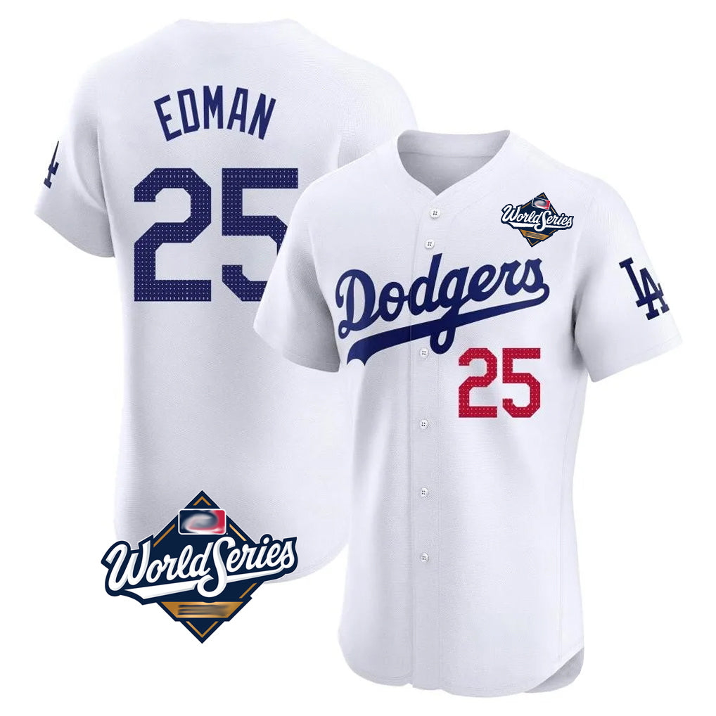 LA.Dodgers #25 Tommy Edman Player Gold White World Series Limited Elite Home Hdoa Stitched Jerseys