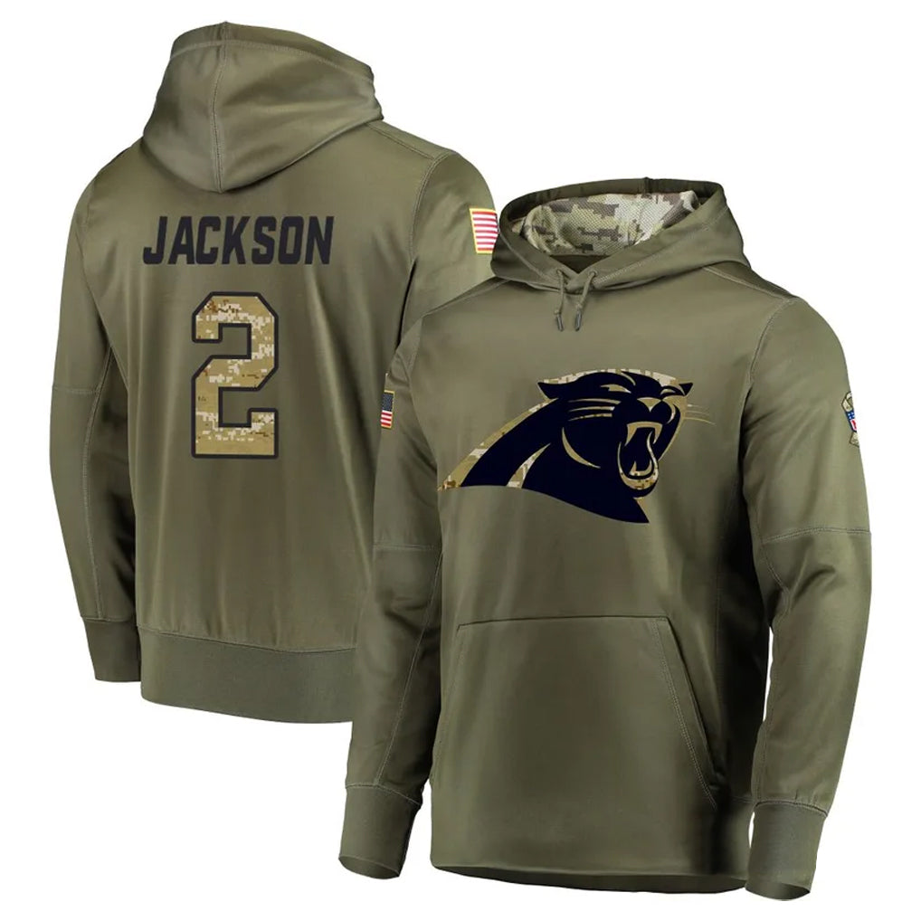 C.Panthers #2 Michael Jackson Player Olive Salute to Service Hoodies Hdoa Stitched Jerseys