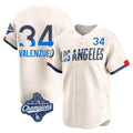 LA.Dodgers #34 Fernando Valenzuela Player Cream World Series Meet City Connect Limited Home Hdoa Stitched Jerseys