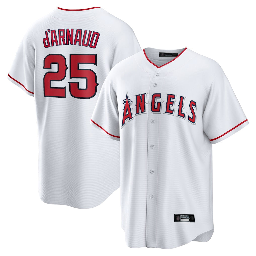 LA.Angels #25 Travis d'Arnaud Player White Home Game Hdoa Stitched Jerseys