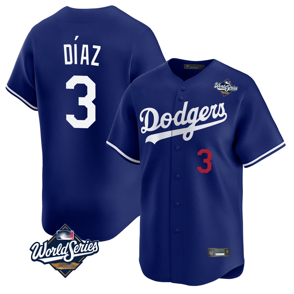 LA.Dodgers #3 Edwin D¨ªaz Player Royal World Series Limited Home Hdoa Stitched Jerseys