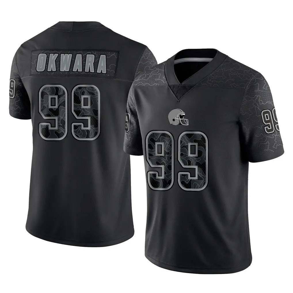 C.Browns #99 Julian Okwara Player Black Reflective Home Game Hdoa Stitched Jerseys