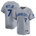 KC.Royals #7 Bobby Witt Jr. Player Gray Limited Home Hdoa Stitched Jerseys