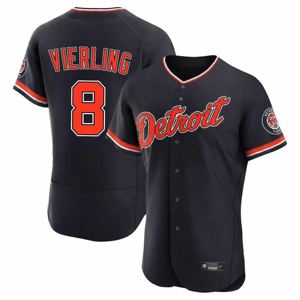 D.Tigers #8 Matt Vierling Player Navy Limited Elite Home Game Hdoa Stitched Jerseys