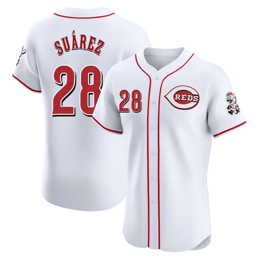 C.Reds #28 Eugenio Su¨¢rez Player White Limited Elite Home Hdoa Stitched Jerseys