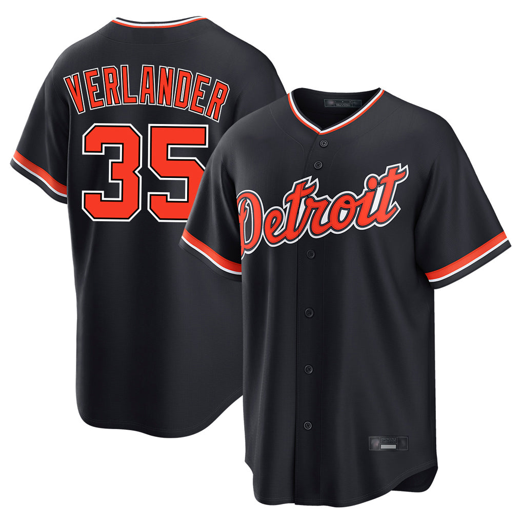 D.Tigers #35 Justin Verlander Player Navy Home Game Hdoa Stitched Jerseys