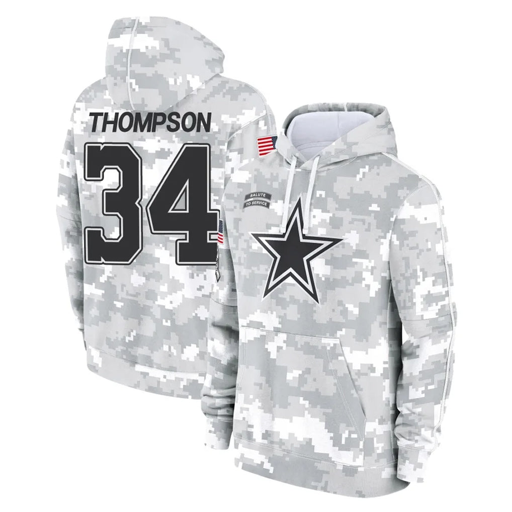 D.Cowboys #34 Jalen Thompson Player Arctic Camo Salute to Service Hoodies Limited Game Hdoa Stitched Jerseys