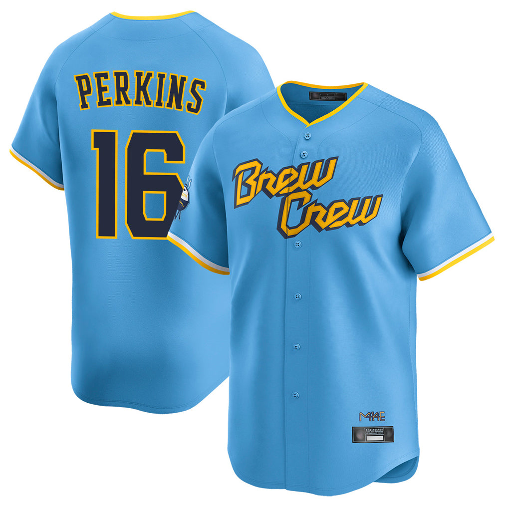 M.Brewers #16 Blake Perkins Player Light Blue City Connect Home Limited Hdoa Stitched Jerseys