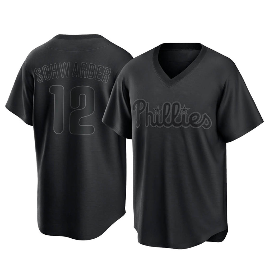 P.Phillies #12 Kyle Schwarber Player Black Pitch Fashion Limited T-shirt Hdoa Stitched Jerseys