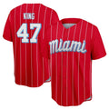 M.Marlins #47 John King Player Red City Connect Home Game Hdoa Stitched Jerseys