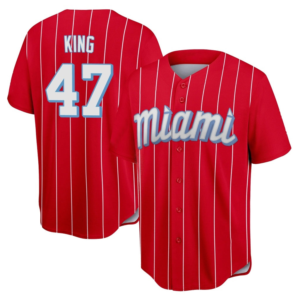 M.Marlins #47 John King Player Red City Connect Home Game Hdoa Stitched Jerseys
