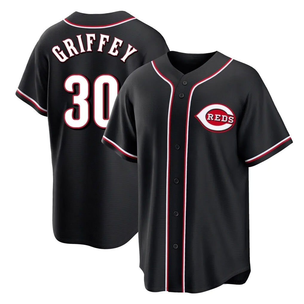 C.Reds #30 Ken Griffey Player Black Fashion Out Home Game Hdoa Stitched Jerseys