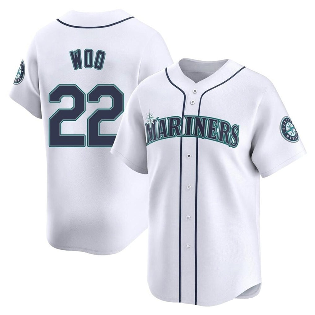 S.Mariners #22 Bryan Woo Player White Home Limited Hdoa Stitched Jerseys