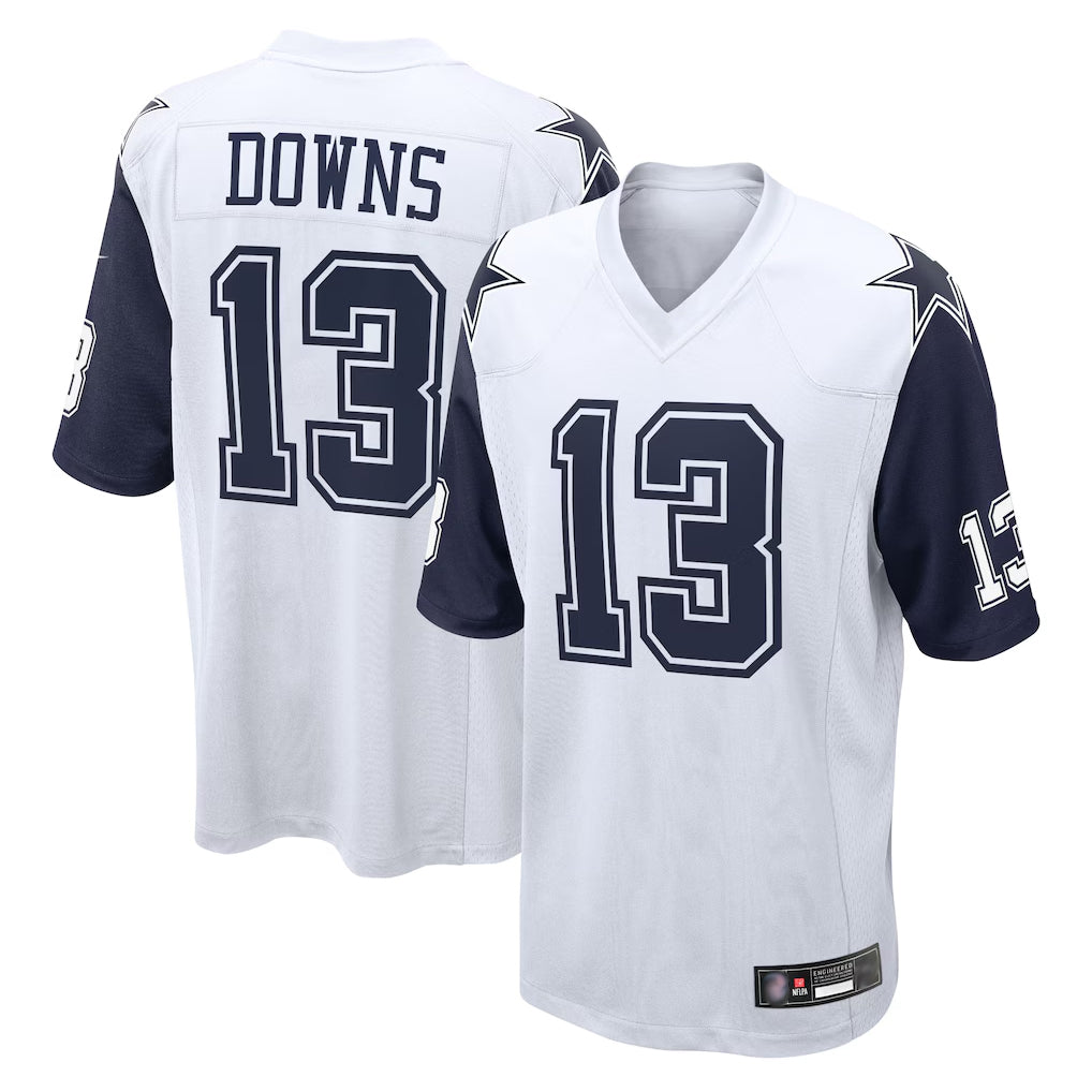 D.Cowboys #13 Caleb Downs Player White-Navy Home Game Hdoa Stitched Jerseys