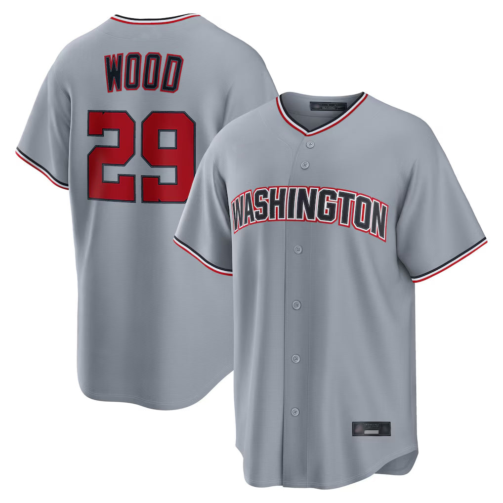 W.Nationals #29 James Wood Player Gray Road Replica Hdoa Stitched Jerseys