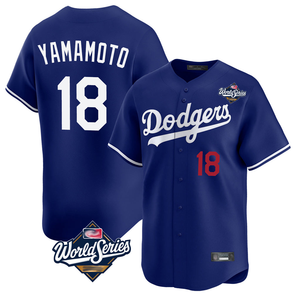 LA.Dodgers #18 Yoshinobu Yamamoto Player Royal World Series Limited Home Hdoa Stitched Jerseys