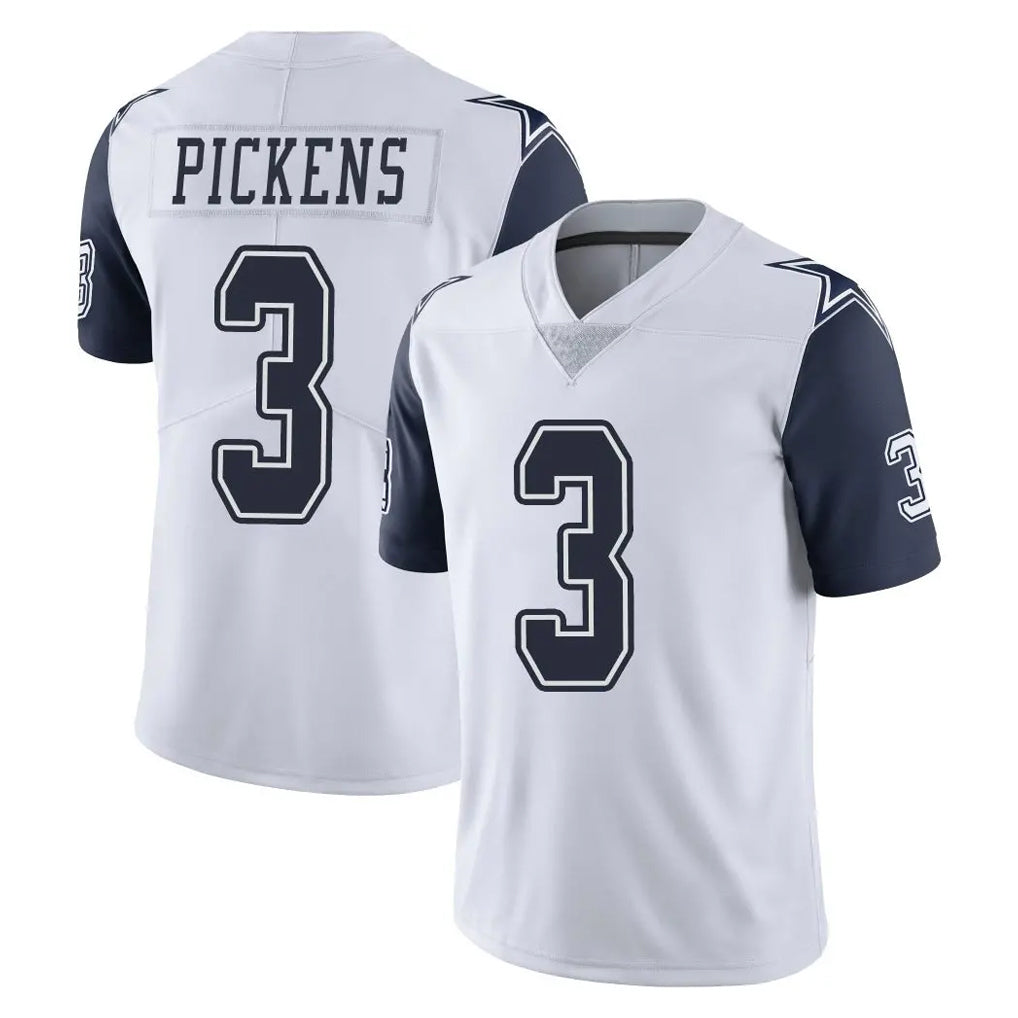 D.Cowboys #3 George Pickens Player White-Navy Limited Color Rush Vapor Untouchable Home Game Hdoa Stitched Jerseys