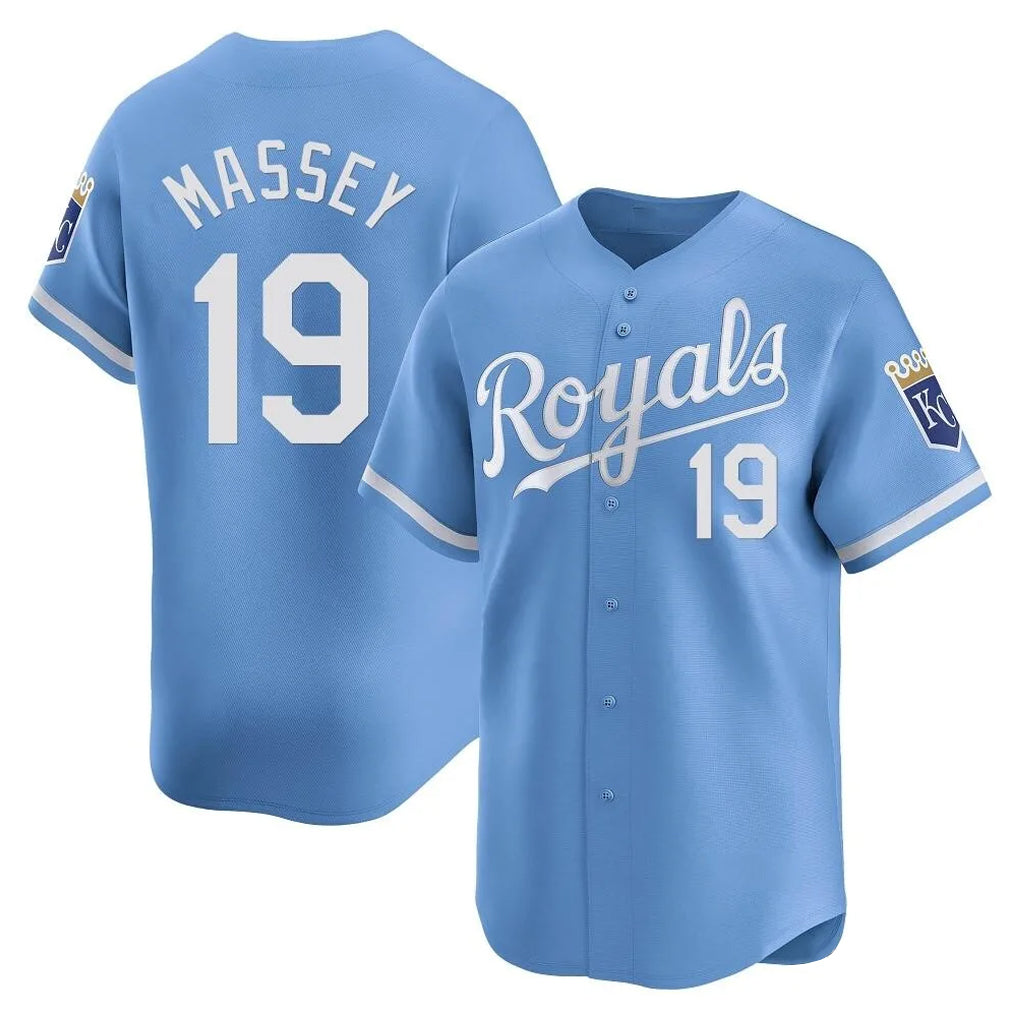 KC.Royals #19 Michael Massey Player Light Blue Alt Limited Home Hdoa Stitched Jerseys