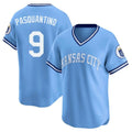 KC.Royals #9 Vinnie Pasquantino Player Light Blue Limited Throwback Cooperstown Collection T-shirt Hdoa Stitched Jerseys