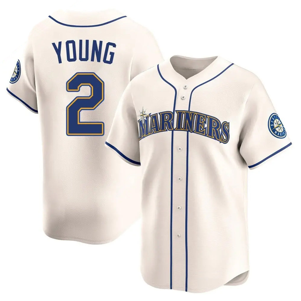 S.Mariners #2 Cole Young Player Cream Home Limited Hdoa Stitched Jerseys