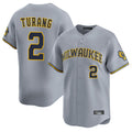 M.Brewers #2 Brice Turang Player Gray Home Limited Hdoa Stitched Jerseys