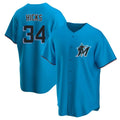 M.Marlins #34 Liam Hicks Player Blue Home Game Hdoa Stitched Jerseys