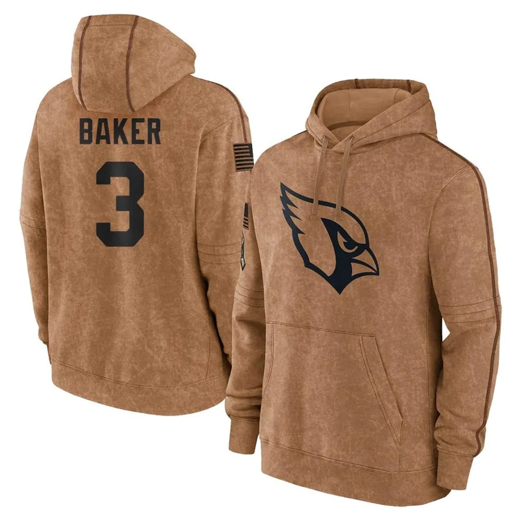 A.Cardinals #3 Budda Baker Player Brown Salute To Service Limited Hoodies Hdoa Stitched Jerseys