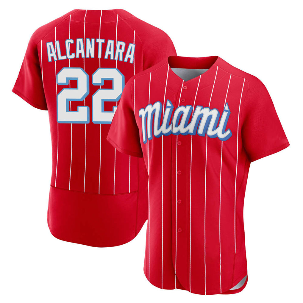 M.Marlins #22 Sandy Alcantara Player Red City Connect Home Limited Elite Hdoa Stitched Jerseys