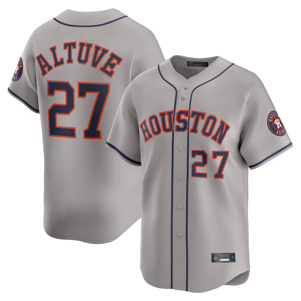 H.Astros #27 Jose Altuve Player Gray Home Limited Hdoa Stitched Jerseys