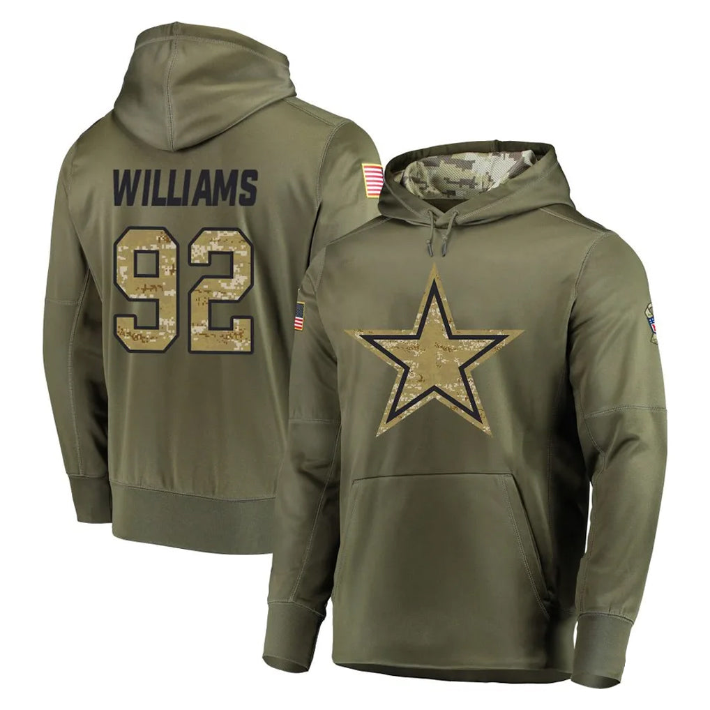 D.Cowboys #92 Quinnen Williams Player Olive Salute to Service Pullover Hoodies Home Game Hdoa Stitched Jerseys