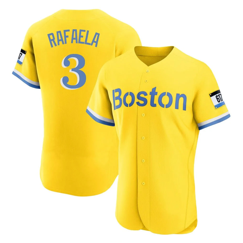 B.Red Sox #3 Ceddanne Rafaela Player Yellow Limited Elite Home Game Hdoa Stitched Jerseys